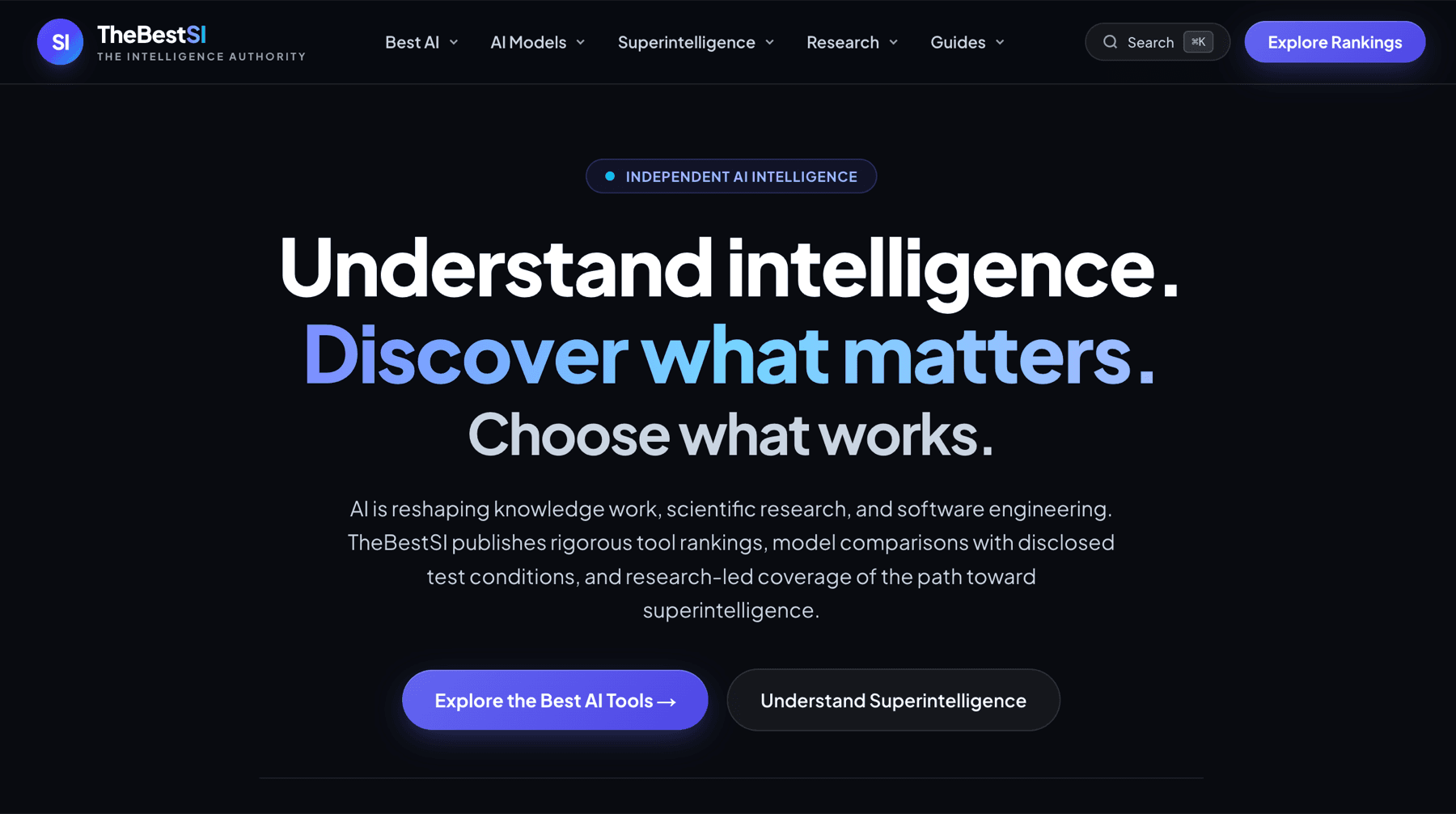 TheBestSI homepage: Understand intelligence, discover what matters, choose what works